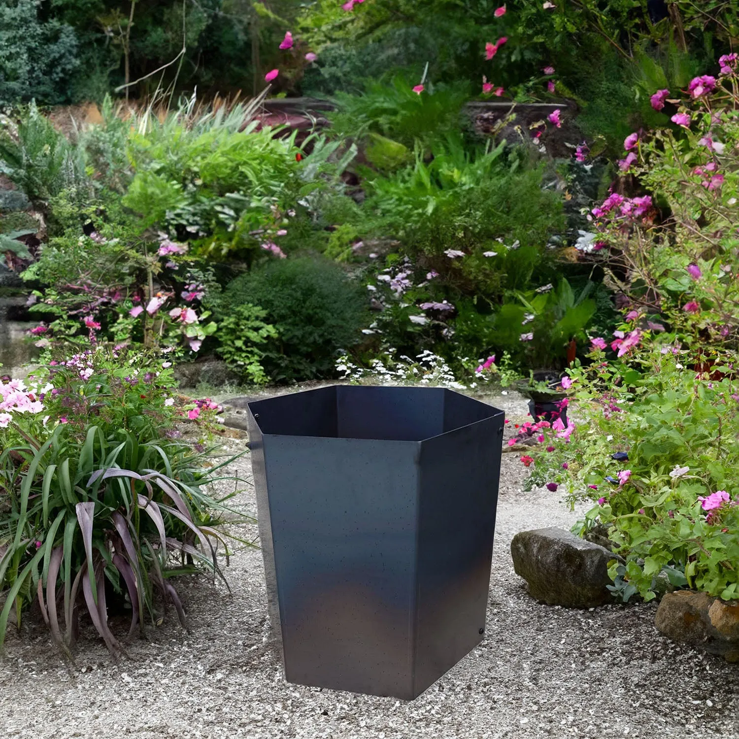 Bellamy Hexagon-Shaped Rustic Steel Planter