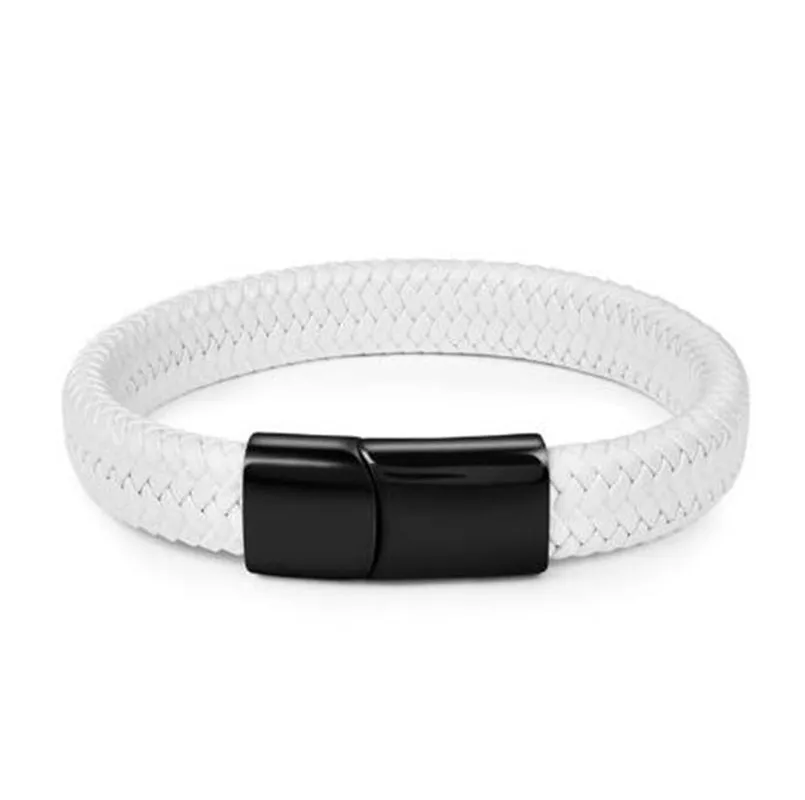 Black Braided Leather Wrap Bracelet for Men Infinity Bracelet Metal Magnetic Clsap Cuff Bangle Birthday Gift