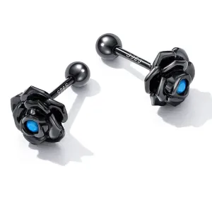 Black Rose Flower Stud Earrings