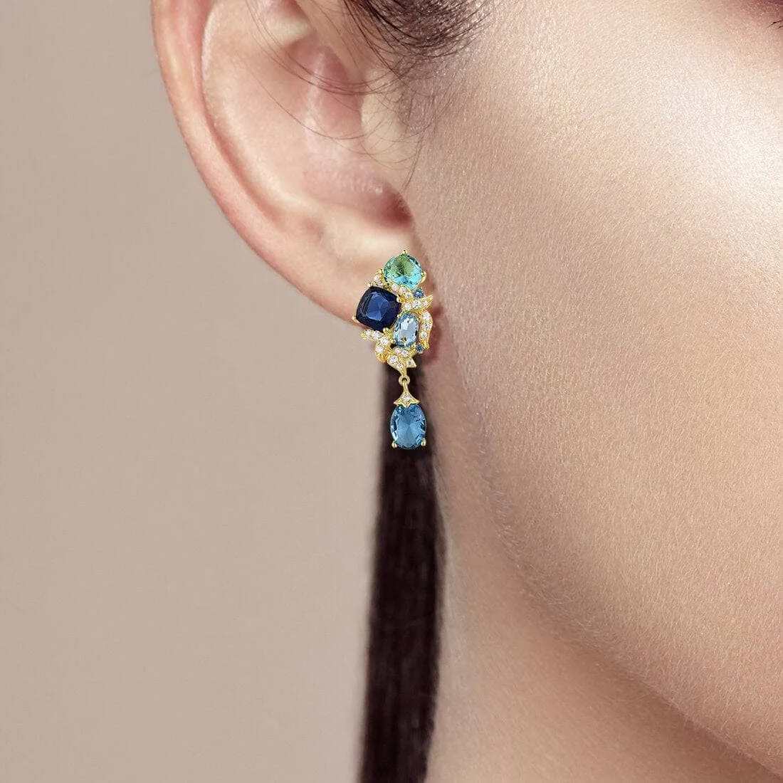 Blue Gemstone Drop Earrings