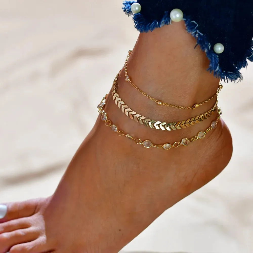 Bohemian Crystal Heart Anklet