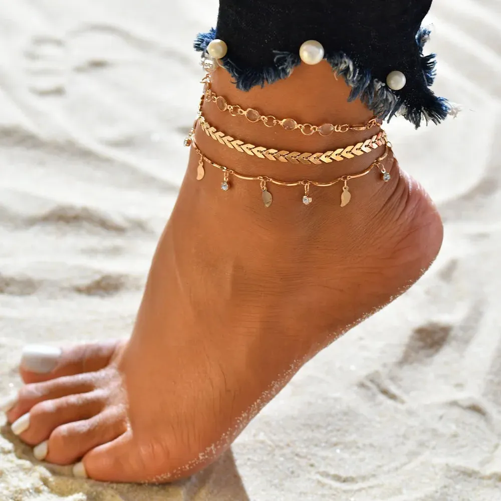Bohemian Crystal Heart Anklet