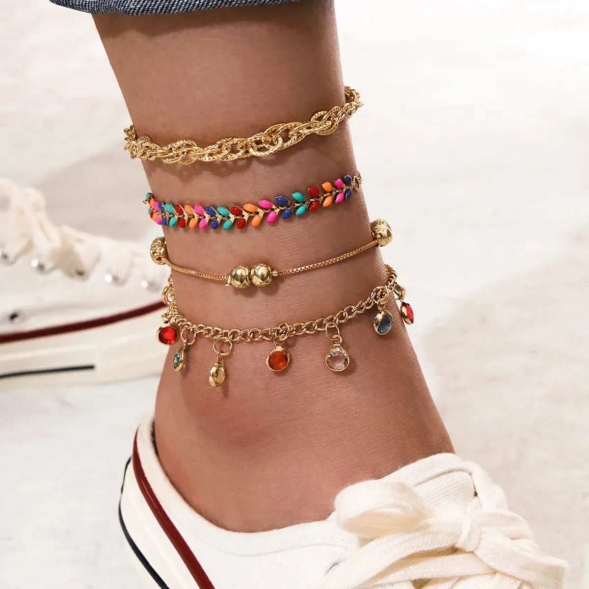 Bohemian Crystal Heart Anklet