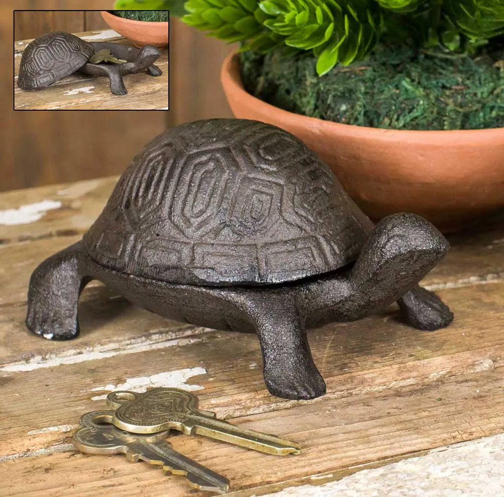 Cast Iron Garden Turtle Trinket, Key Box