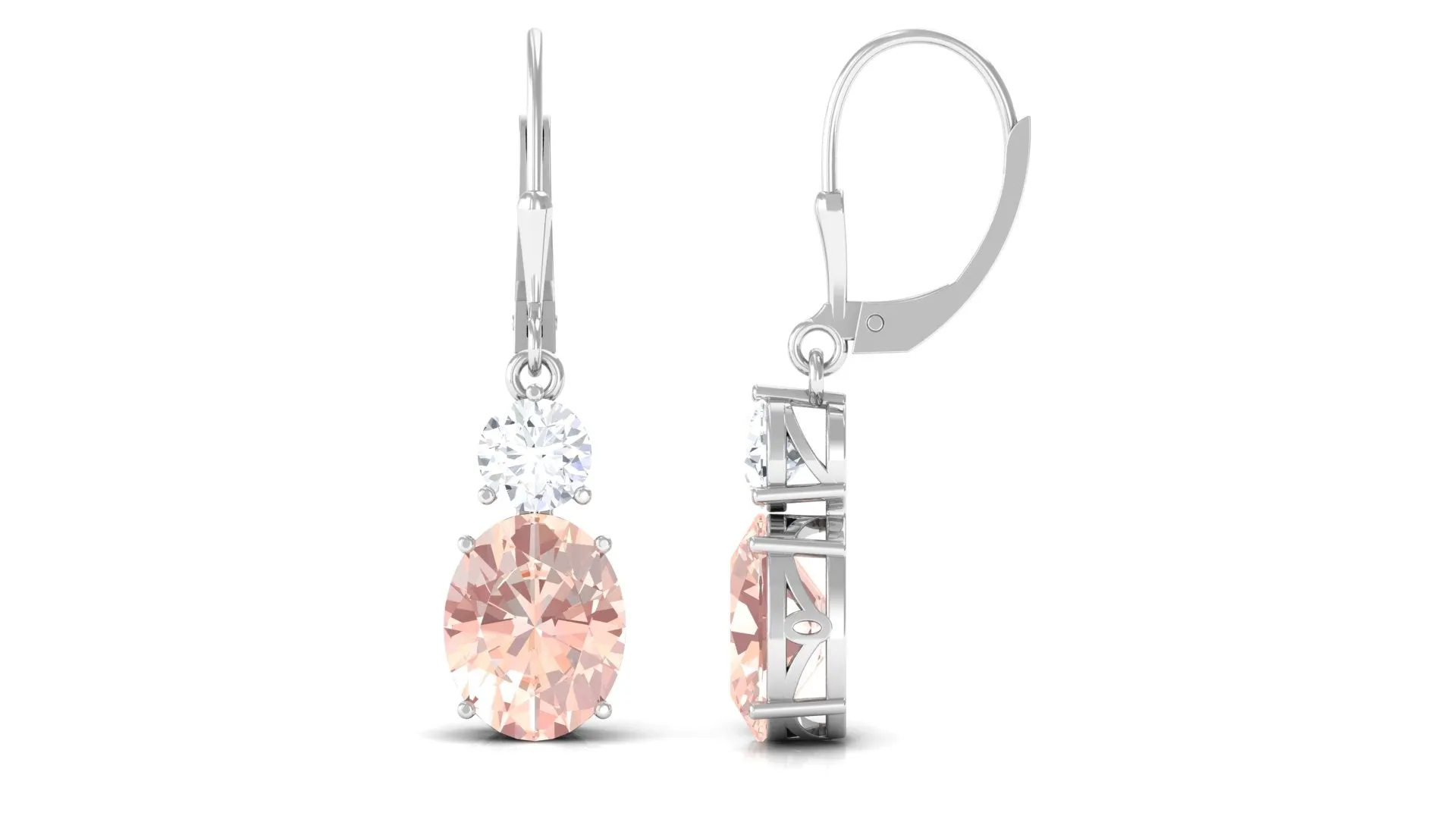 Certified Natural Morganite Drop Leave Back Earrings