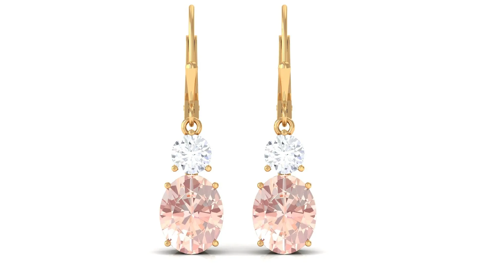 Certified Natural Morganite Drop Leave Back Earrings