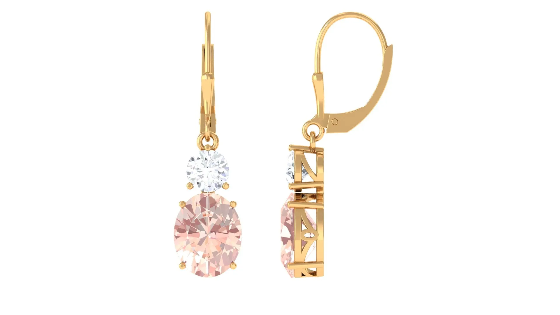 Certified Natural Morganite Drop Leave Back Earrings