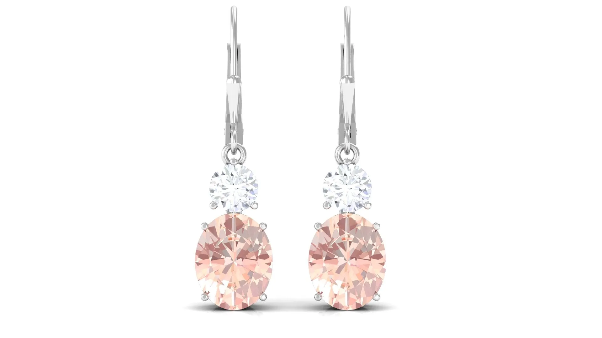 Certified Natural Morganite Drop Leave Back Earrings