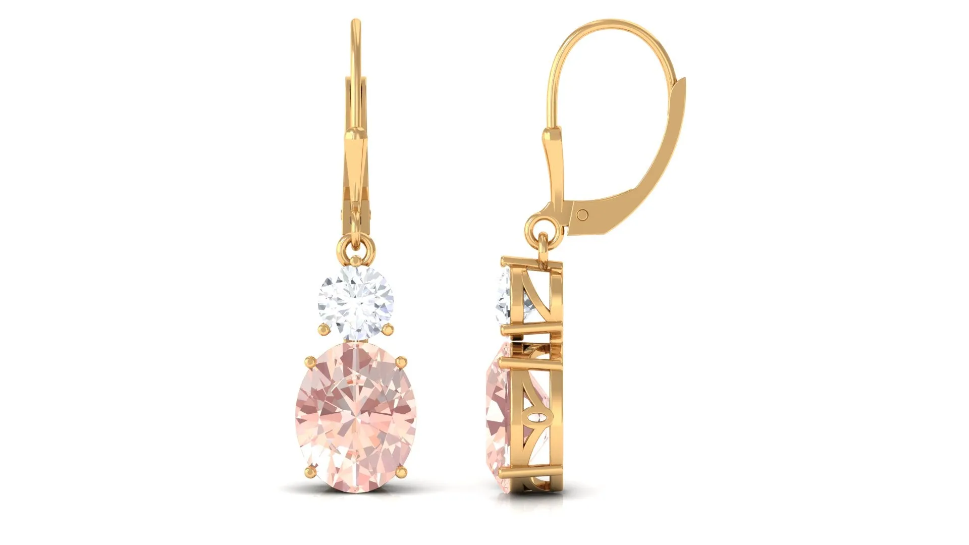 Certified Natural Morganite Drop Leave Back Earrings