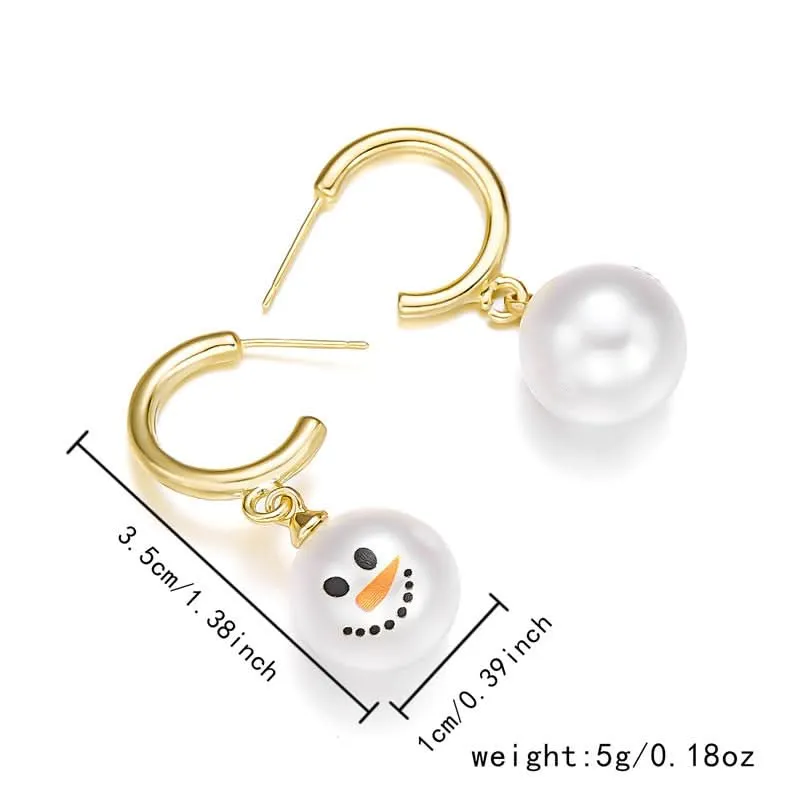 Christmas Snowflake Pearl Earrings for Women