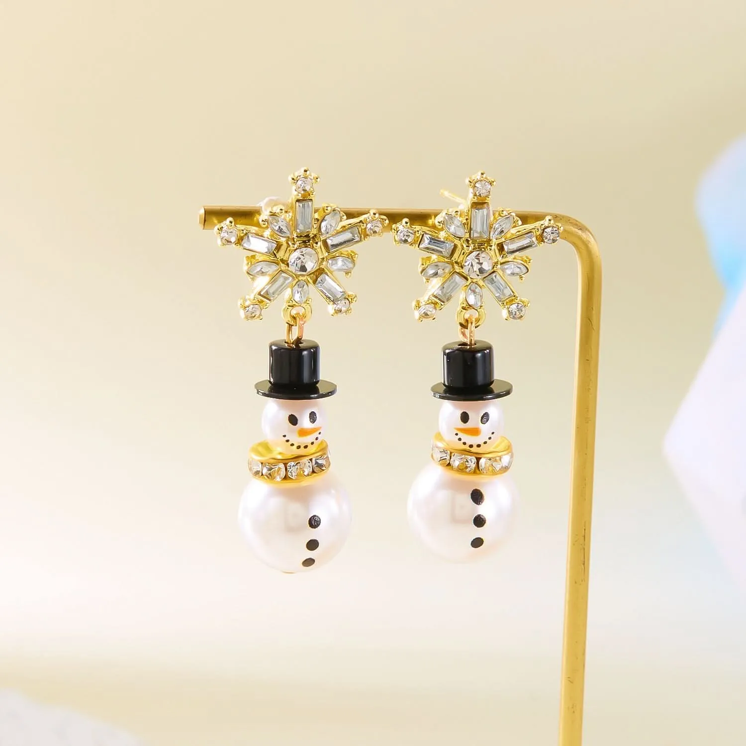 Christmas Snowflake Pearl Earrings for Women