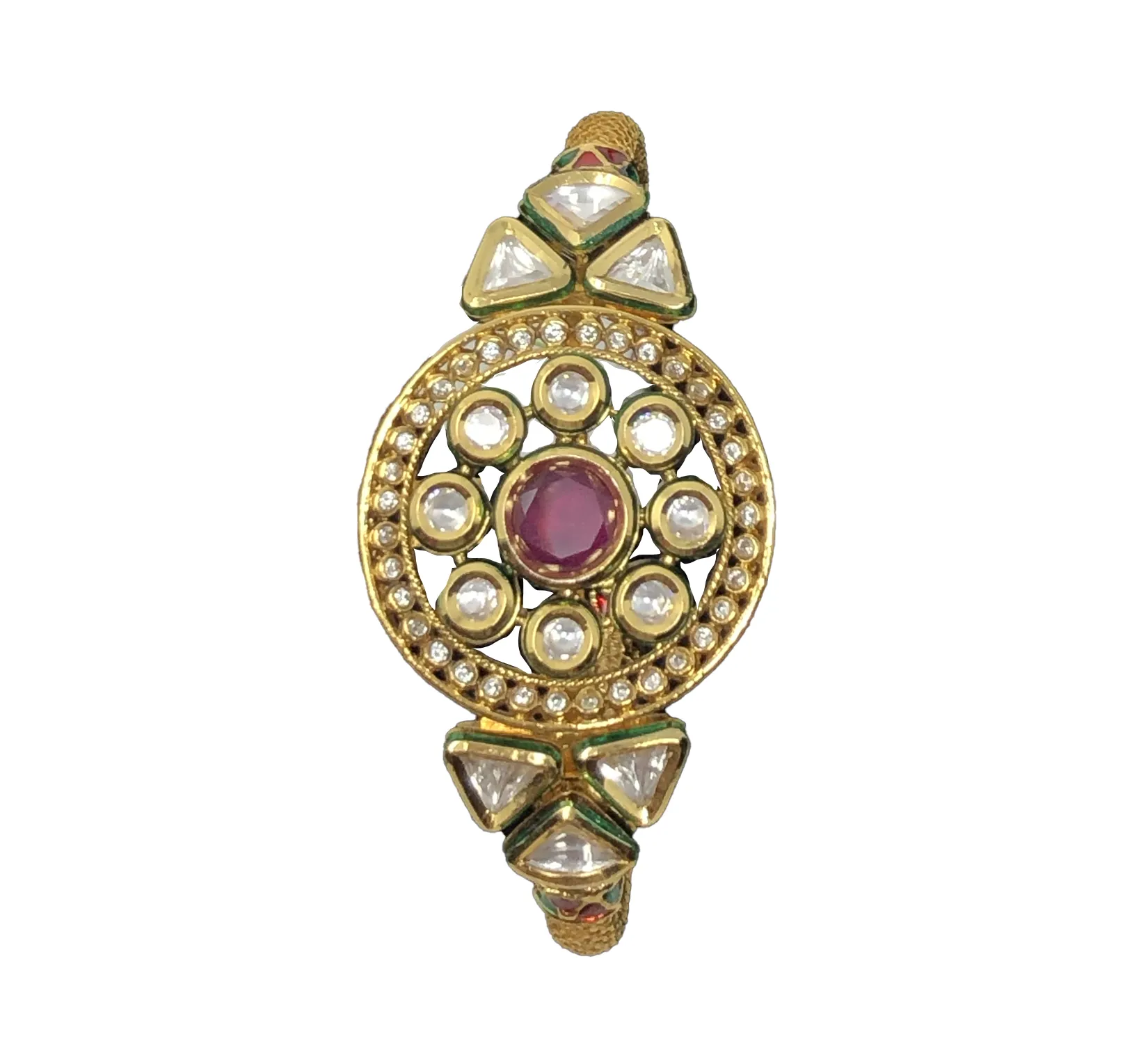 Circular Floral Ruby and Kundan Bracelet (D190)