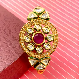 Circular Floral Ruby and Kundan Bracelet (D190)