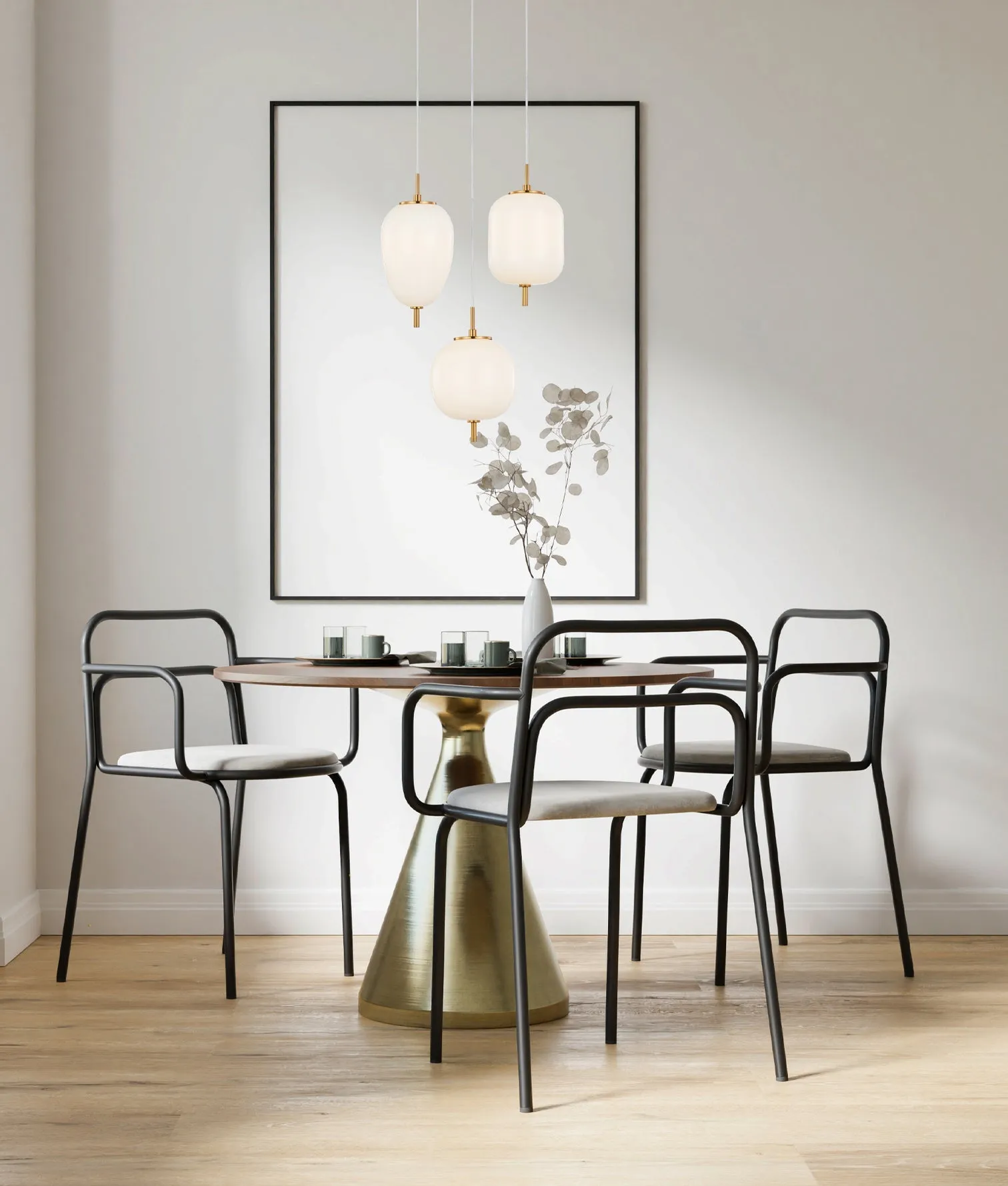 CLA PINO Interior Opal Matte / Smokey Black Mirror Finish Multiple Pendant Lights