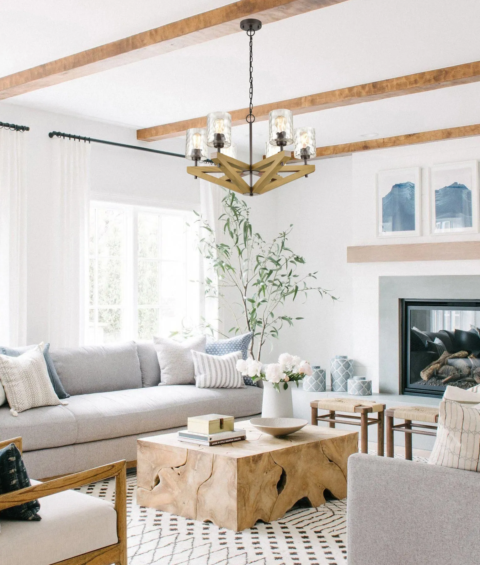 CLA VOTIF Interior Candelabra Wood Pendant Light