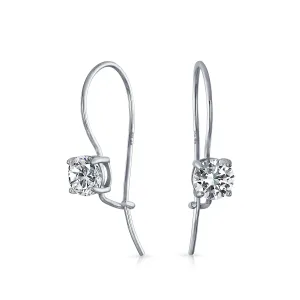 Classic Bridal Dangle Chandelier Earrings with .50CT CZ Solitaire in Sterling Silver
