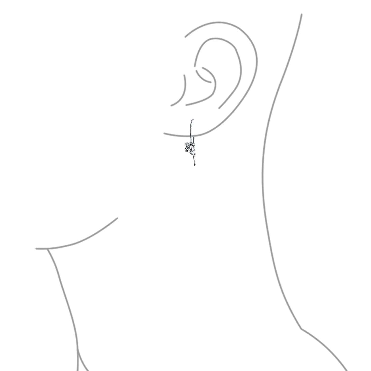 Classic Bridal Dangle Chandelier Earrings with .50CT CZ Solitaire in Sterling Silver