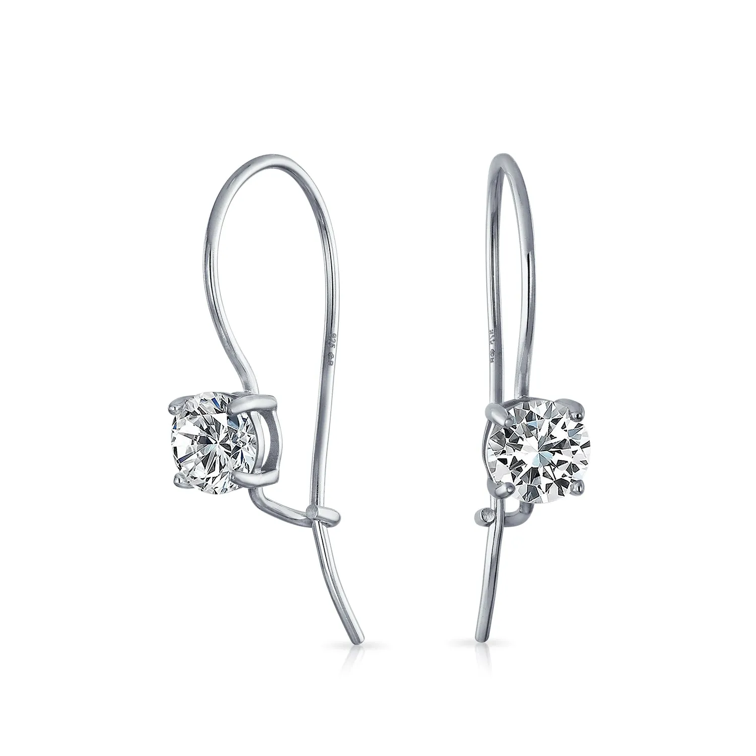 Classic Bridal Dangle Chandelier Earrings with .50CT CZ Solitaire in Sterling Silver
