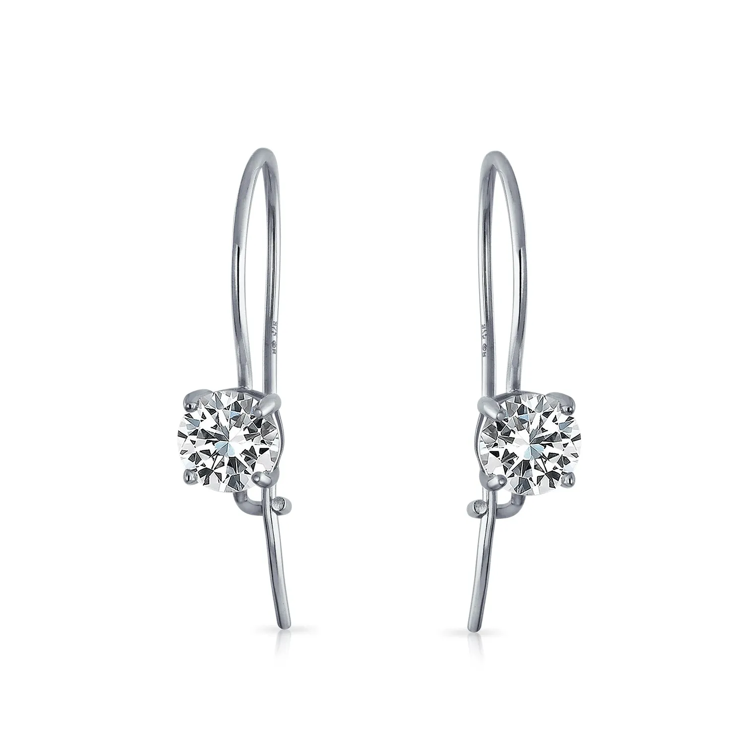 Classic Bridal Dangle Chandelier Earrings with .50CT CZ Solitaire in Sterling Silver