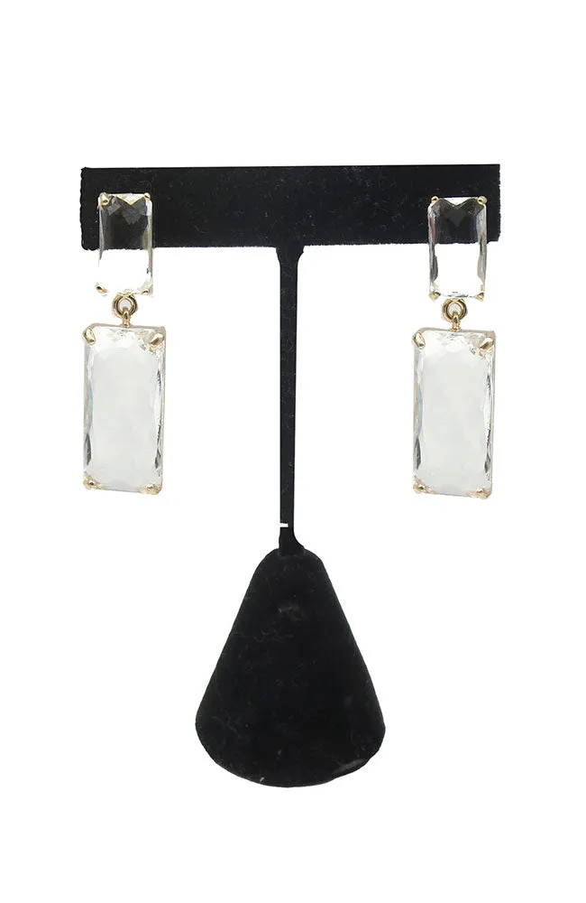Clr Dbl Baguette Earrings