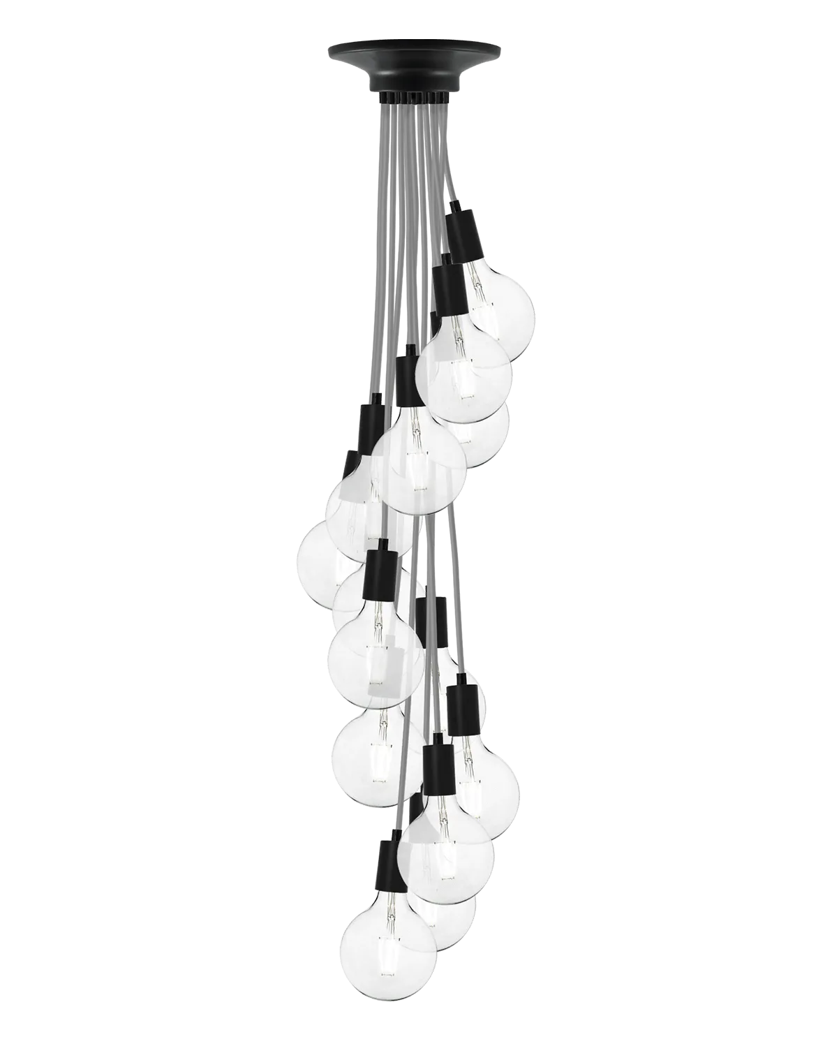 Cluster Chandelier - Staggered: Grey and Black