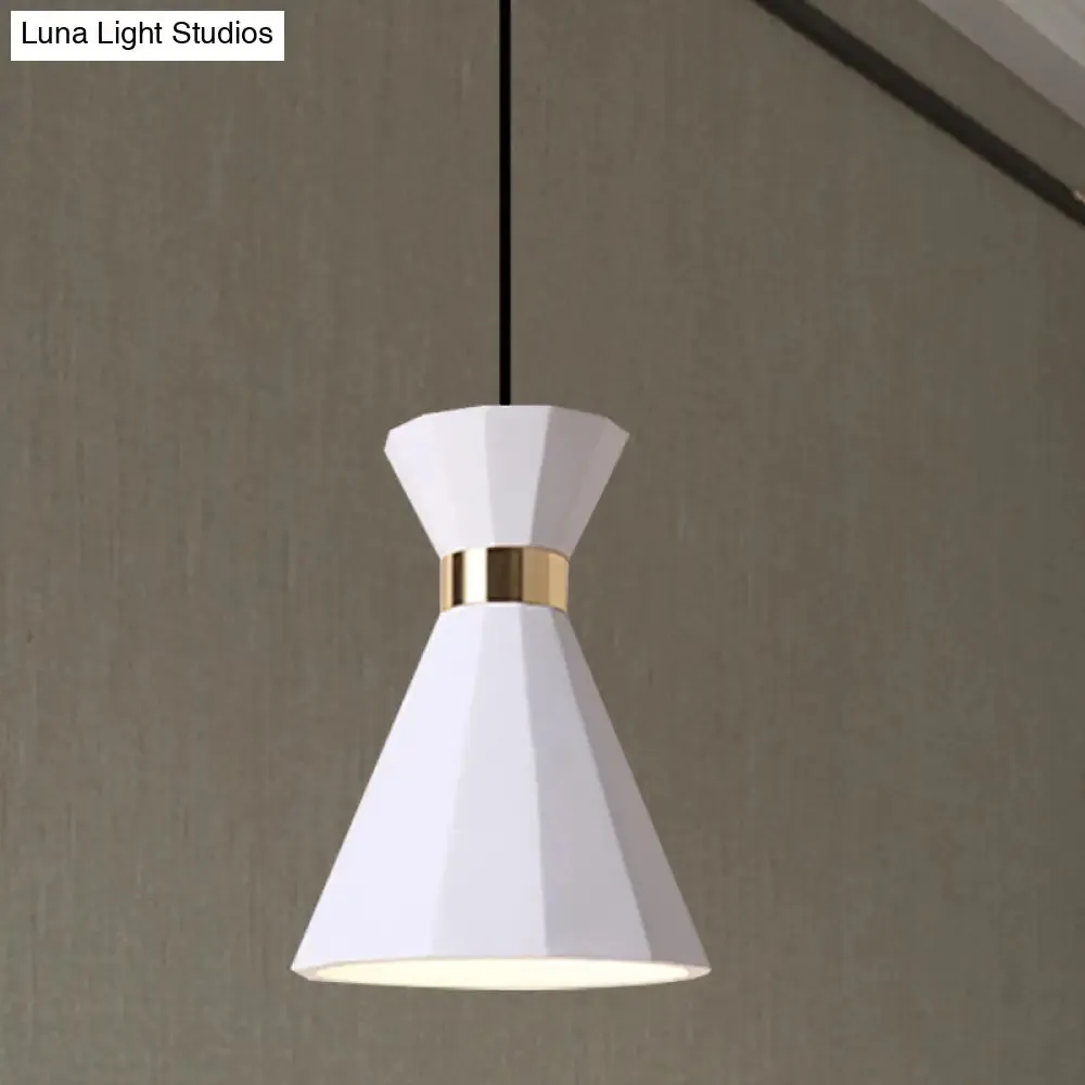 Conical Nordic Style Bedside Pendant Light - 1 Light, Adjustable Cord, Metal & Resin Construction - Available in Black, White, and Grey - 7.5"/9" W