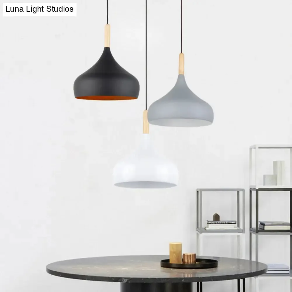 Contemporary Aluminum Pendant Light with Onion Shade – Ideal for Balcony or Hallway – 9.5/12/14 Inch Wide – Includes 1 Bulb
