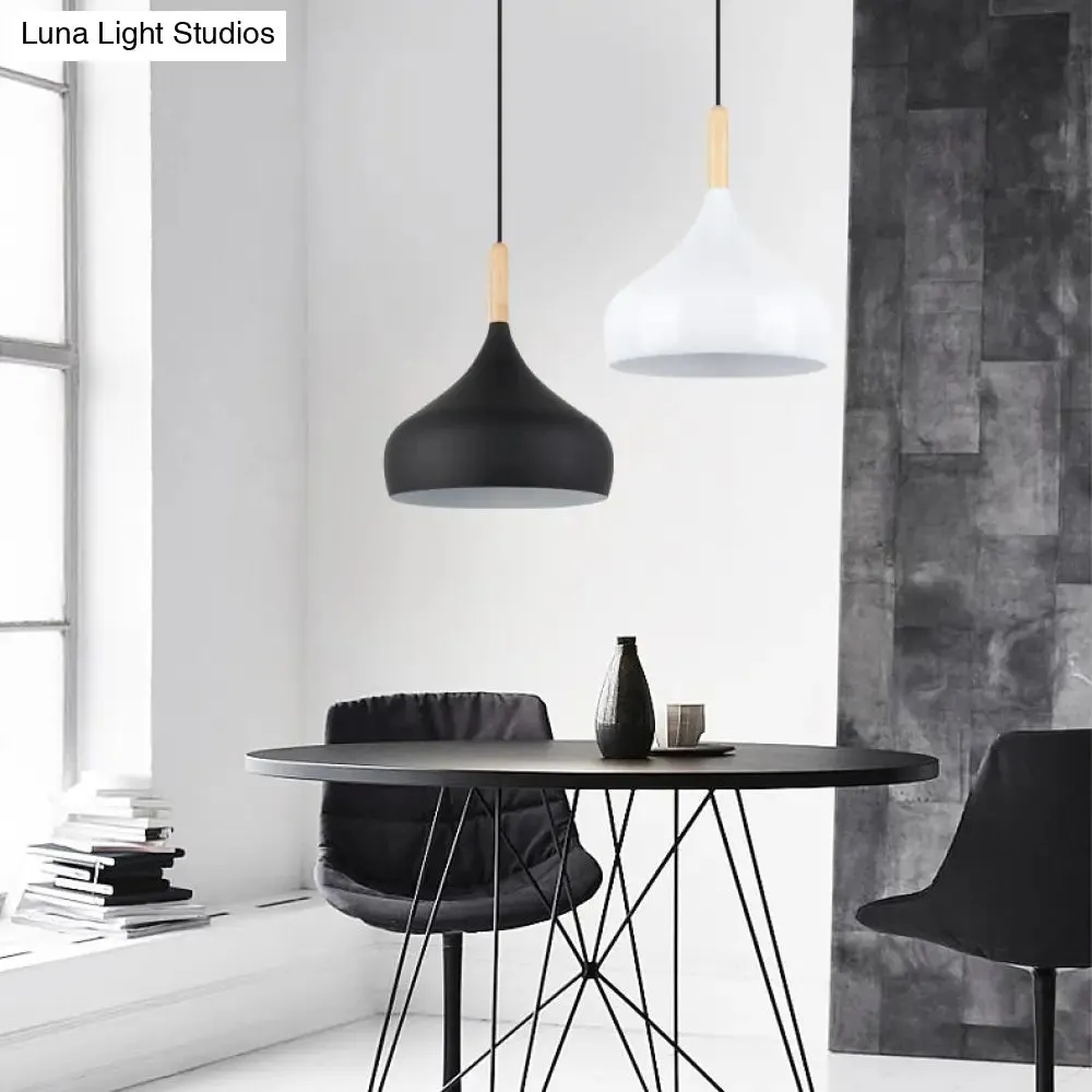 Contemporary Aluminum Pendant Light with Onion Shade – Ideal for Balcony or Hallway – 9.5/12/14 Inch Wide – Includes 1 Bulb