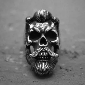 Cool Men‘s Bearded Mustache Gentleman Skull Rings