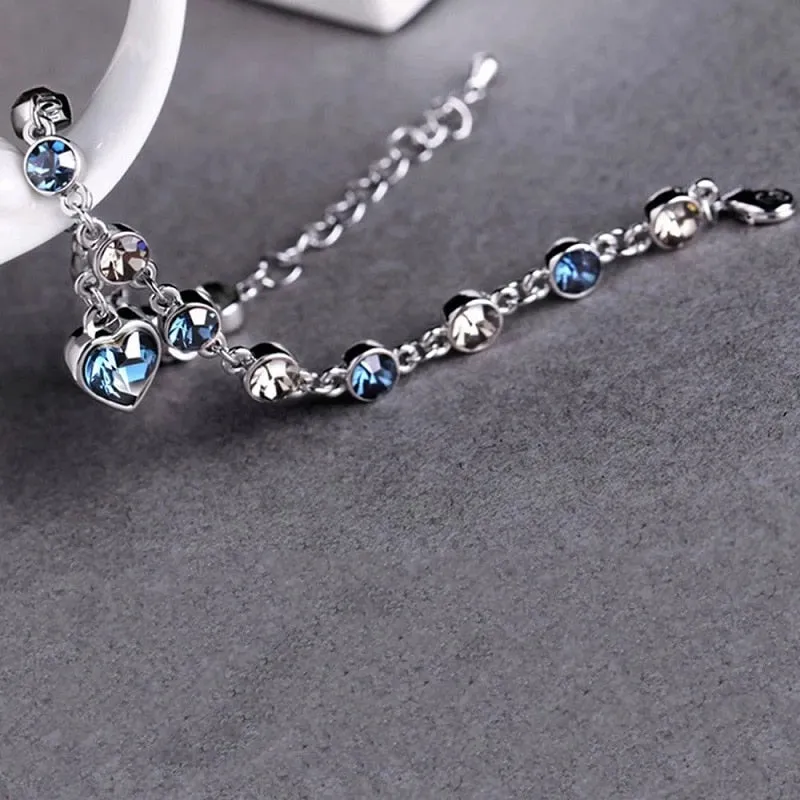 Crystal Heart Ocean Pendant Bracelets