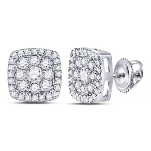 Dazzling Brilliance: 14kt White Gold Square Cluster Diamond Earrings