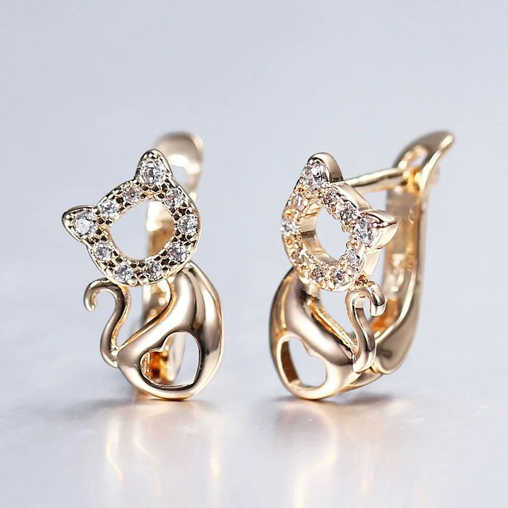 Dazzling Cat Love Earrings