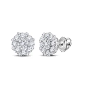 Dazzling Diamond Octagon Cluster Earrings in 14kt White Gold