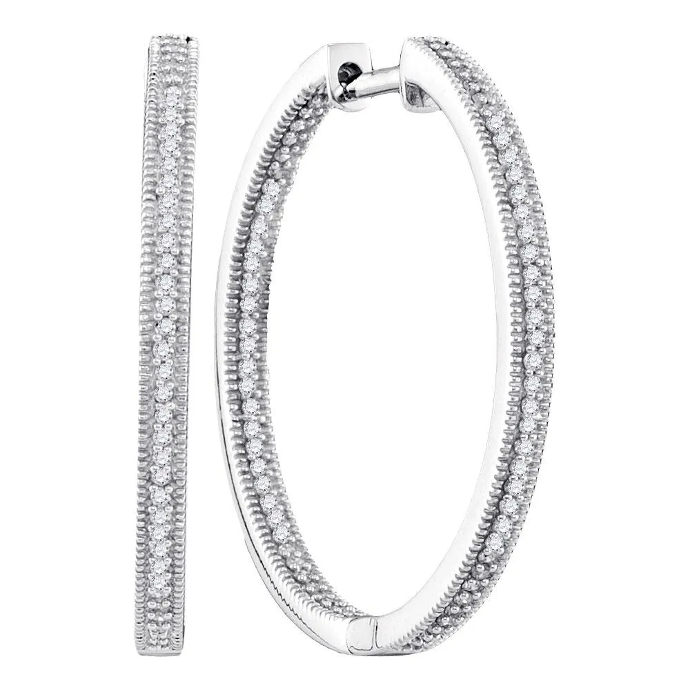 Dazzling Diamond Sparkle White Gold Hoop Earrings