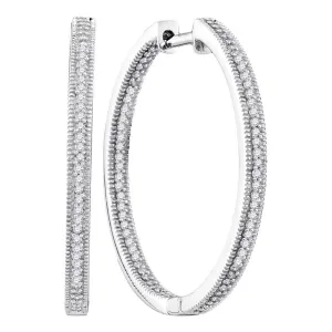 Dazzling Diamond Sparkle White Gold Hoop Earrings