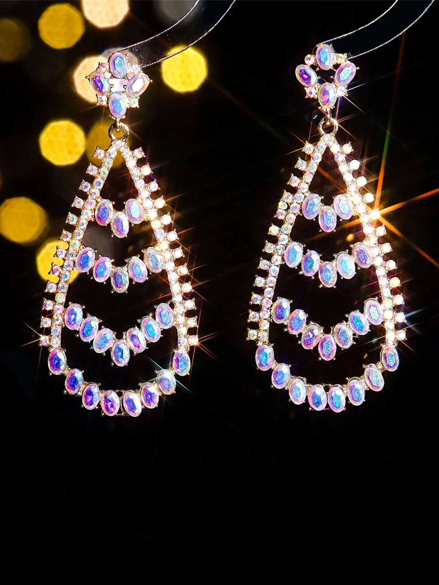 Dazzling Hollow Drop Stud Earrings