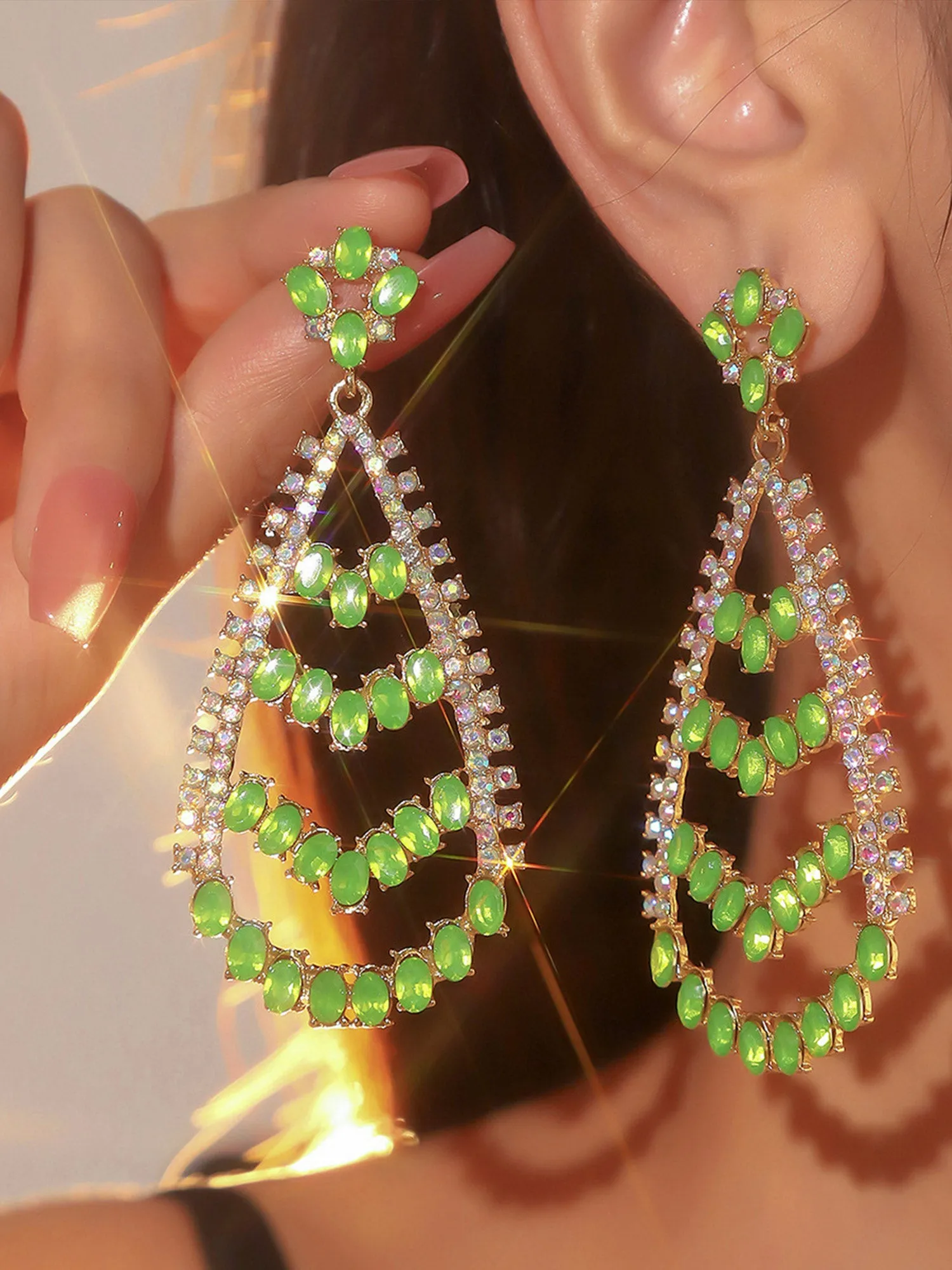 Dazzling Hollow Drop Stud Earrings