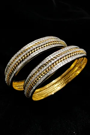 Designer Gold Plated American Diamond Bangle/Bracelet (D145)