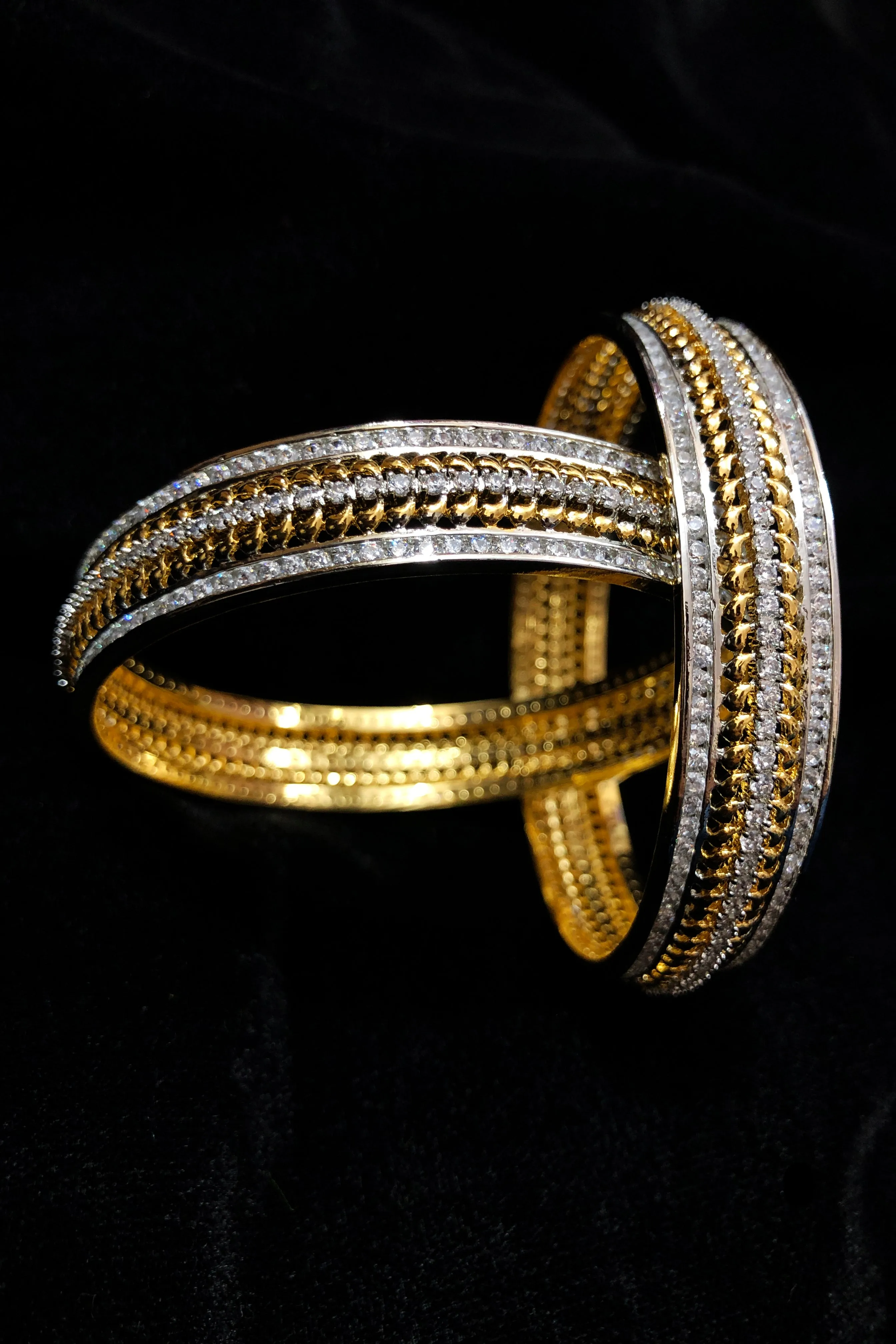 Designer Gold Plated American Diamond Bangle/Bracelet (D145)