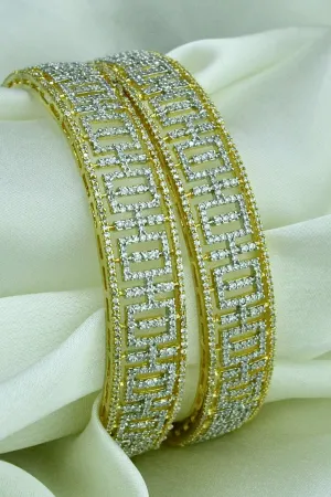 Designer Gold Plated American Diamond Bangle/Bracelet (D204)