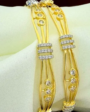 Designer Gold Plated American Diamond Bangle/Bracelet (D205)