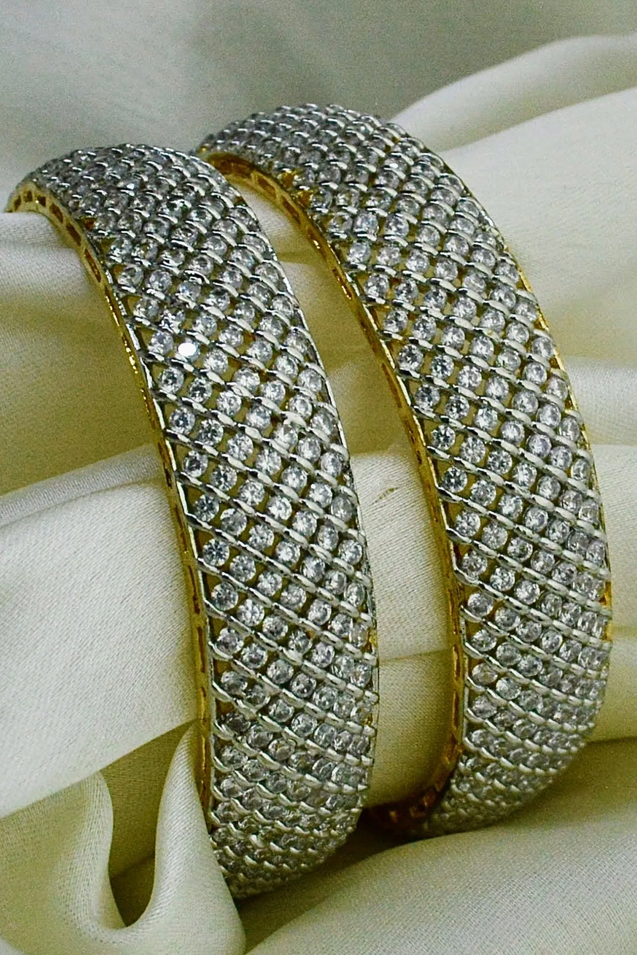 Designer Gold Plated American Diamond Bangle/Bracelet (D206)