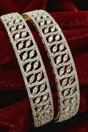 Designer Gold Plated American Diamond Bangle/Bracelet (D209)