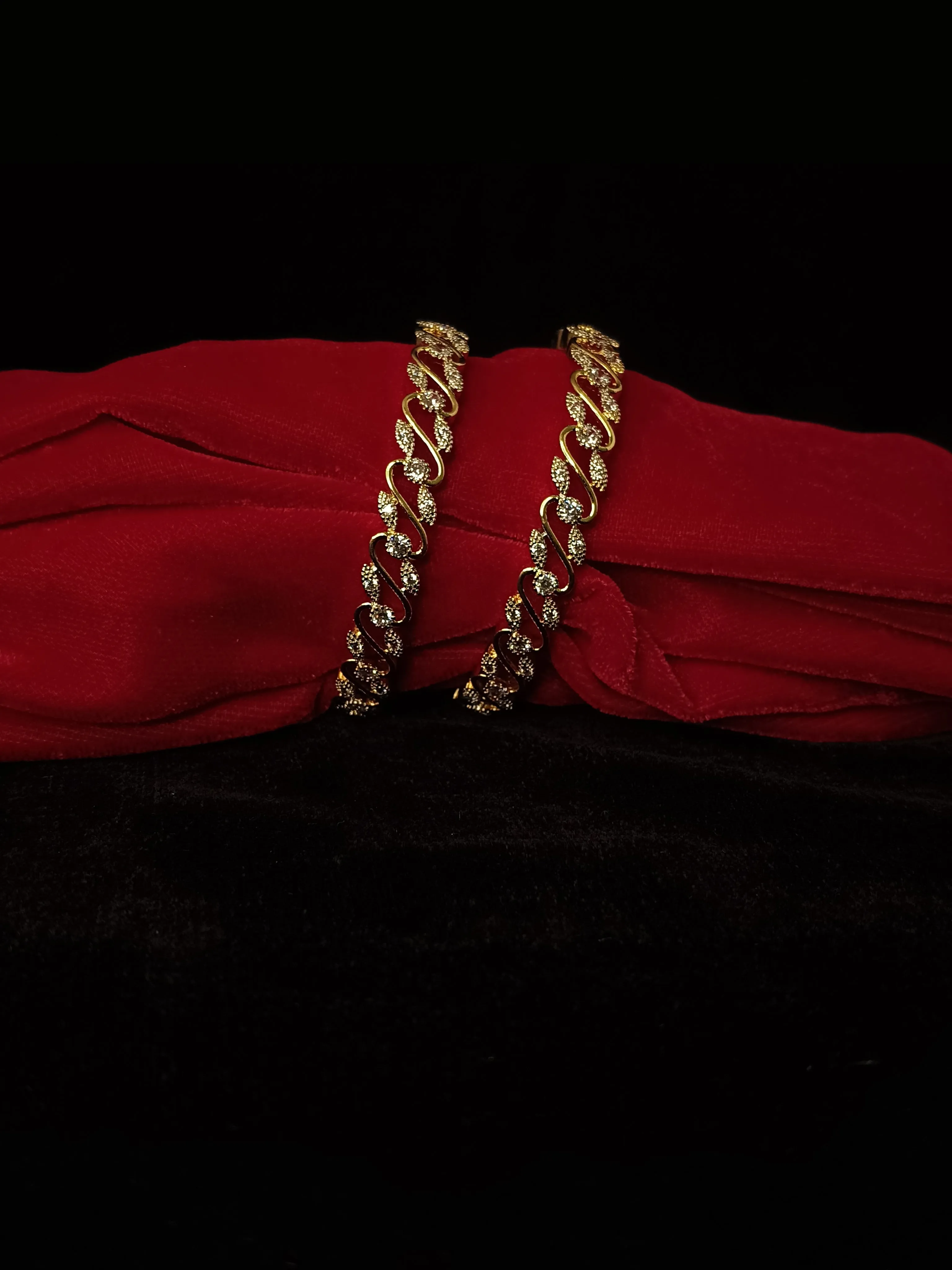 Designer Gold Plated American Diamond Bangle/Bracelet (D217)