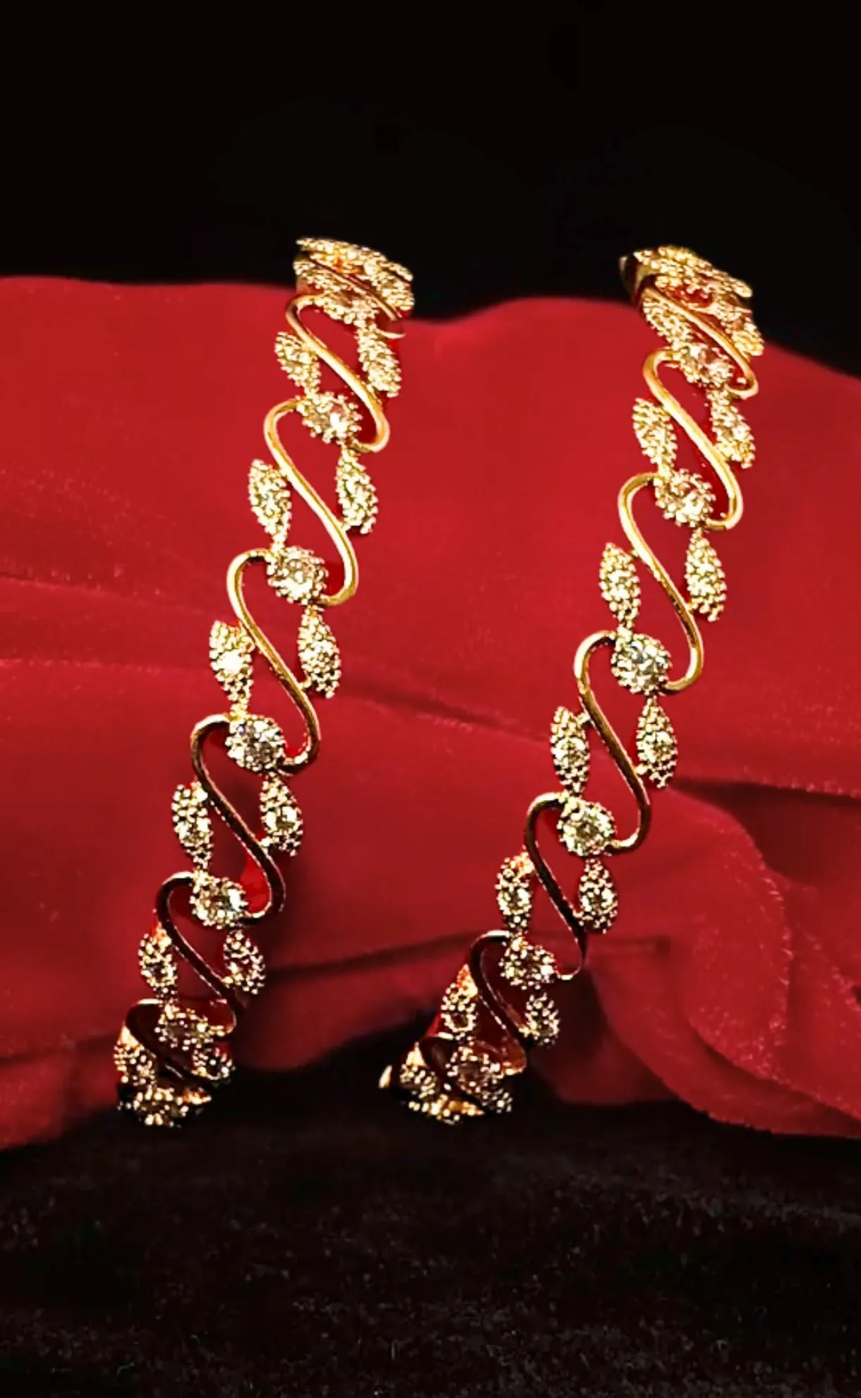 Designer Gold Plated American Diamond Bangle/Bracelet (D217)