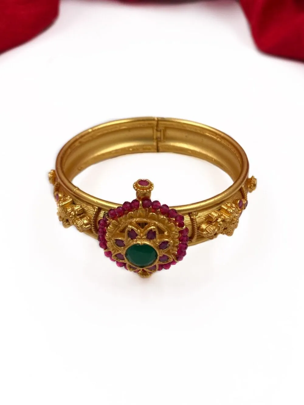 Designer Gold Plated Openable Antique Golden Kada Bracelet For Ladies By Gehna Shop