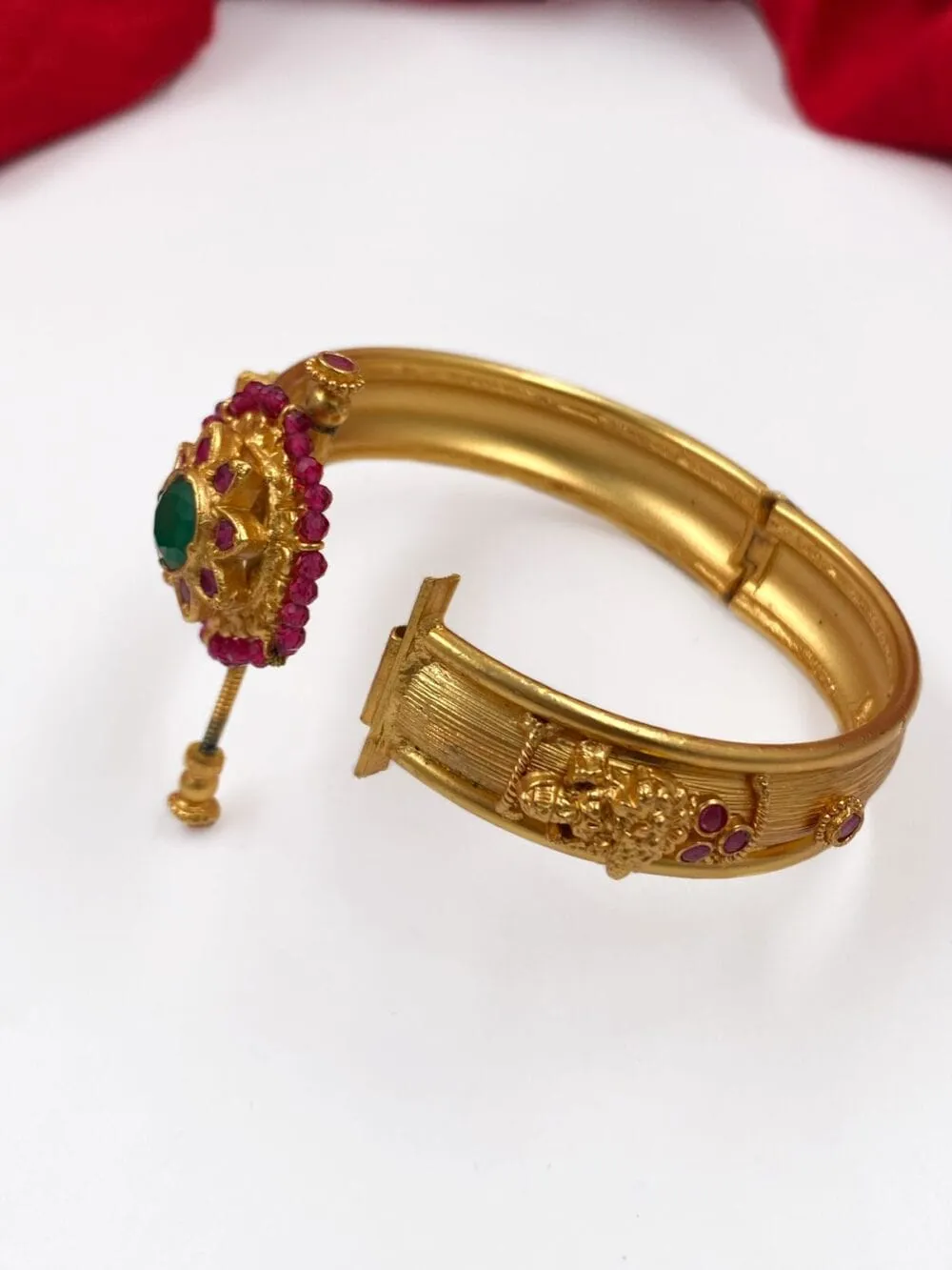 Designer Gold Plated Openable Antique Golden Kada Bracelet For Ladies By Gehna Shop