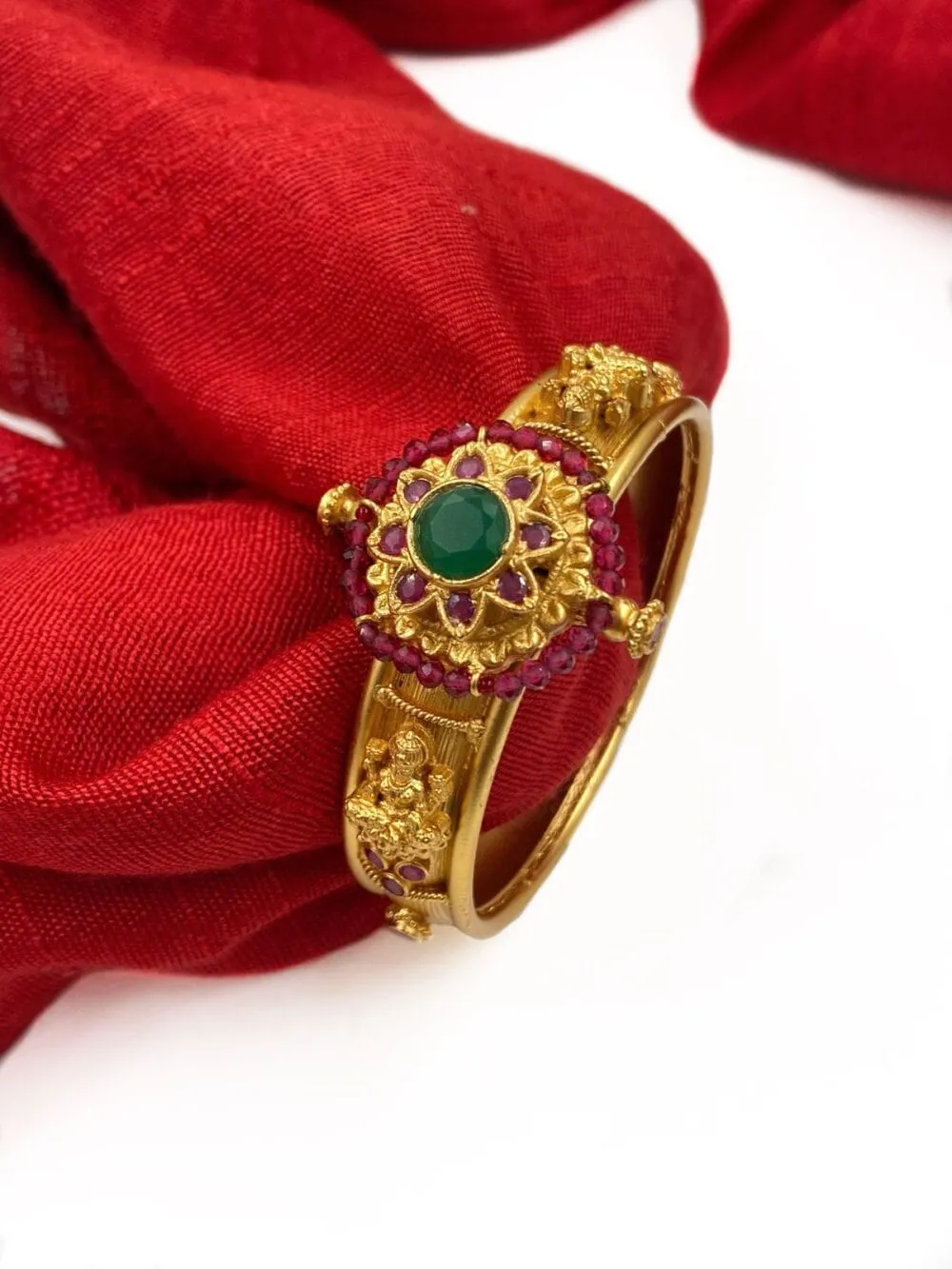 Designer Gold Plated Openable Antique Golden Kada Bracelet For Ladies By Gehna Shop