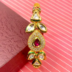 Designer Gold Plated Royal Kundan Openable Bracelet (D128)