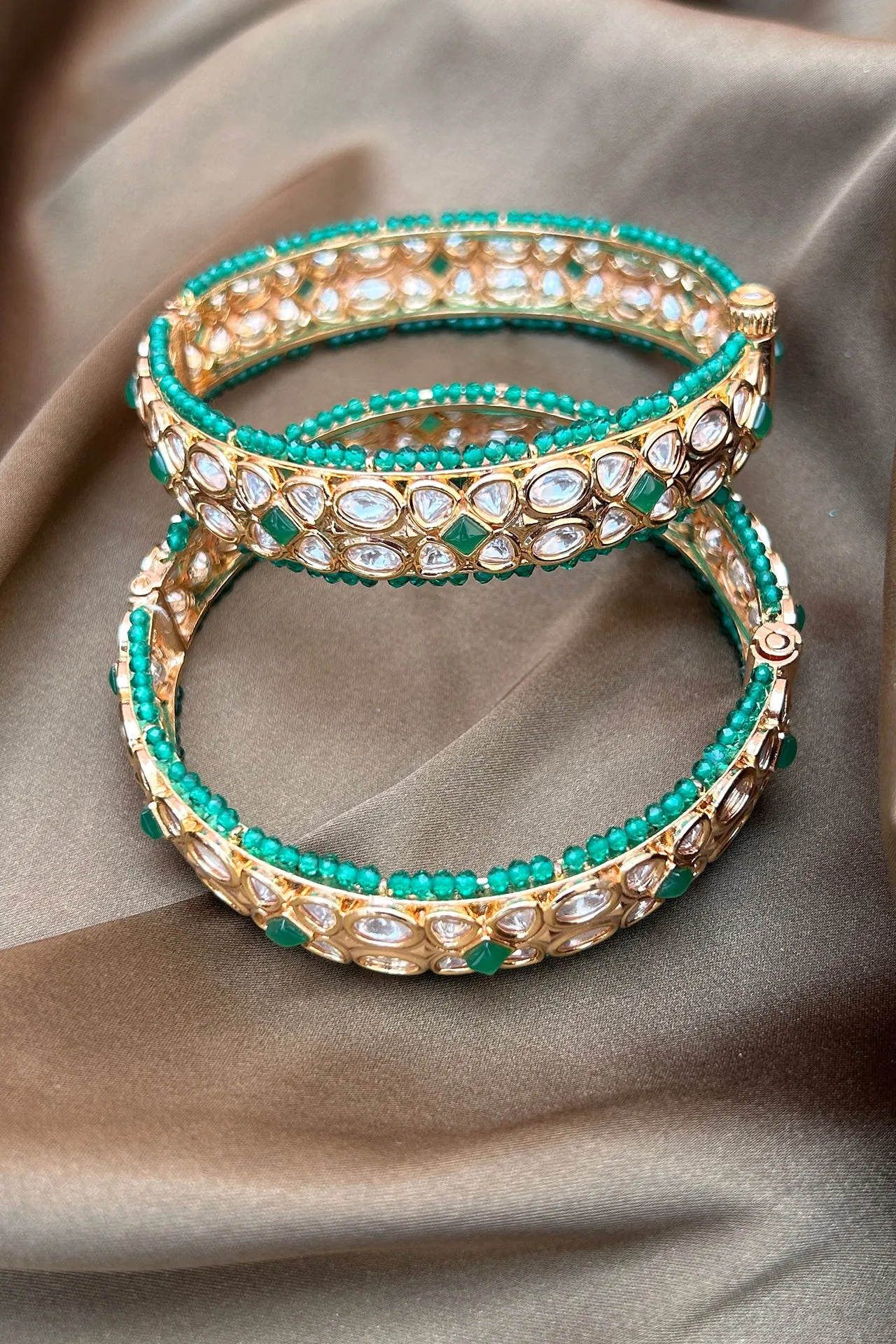 Designer Gold Plated Royal Kundan Openable Bracelet (D182)